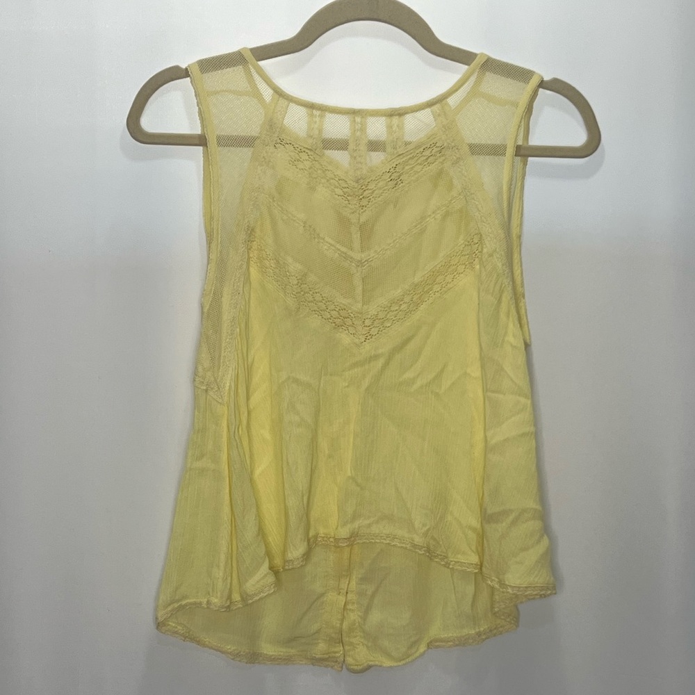 Free People Butter Yellow Sleeveless Button Down Blouse